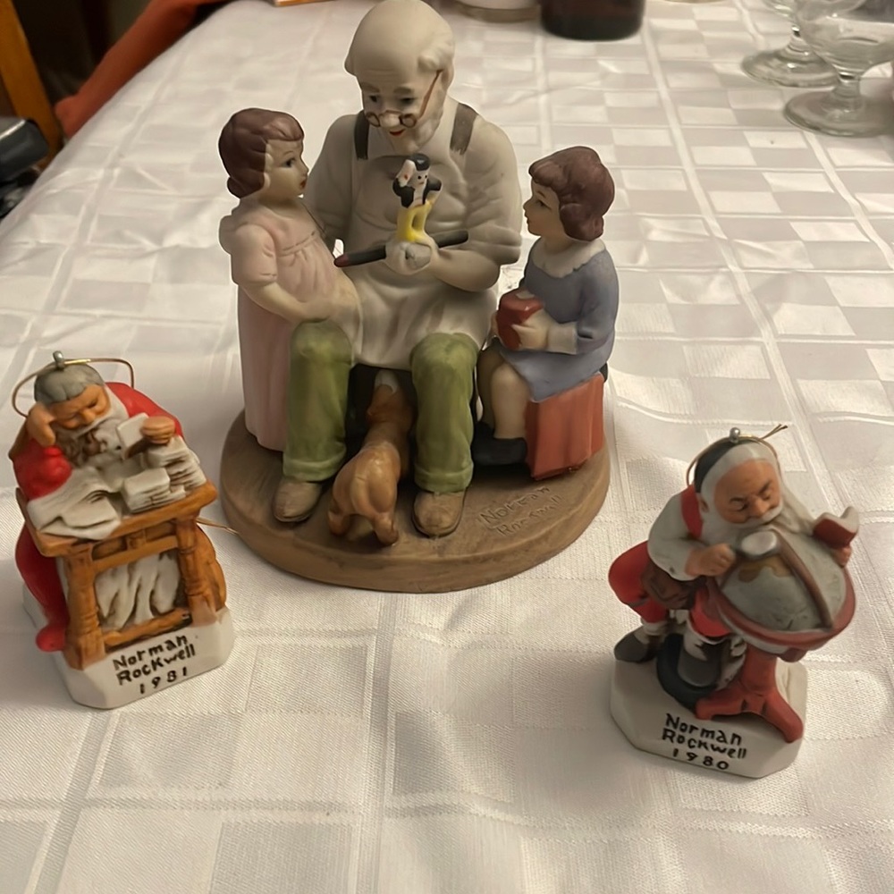 Norman Rockwell two ornaments 1980 and 1981 and also numbered toy maker